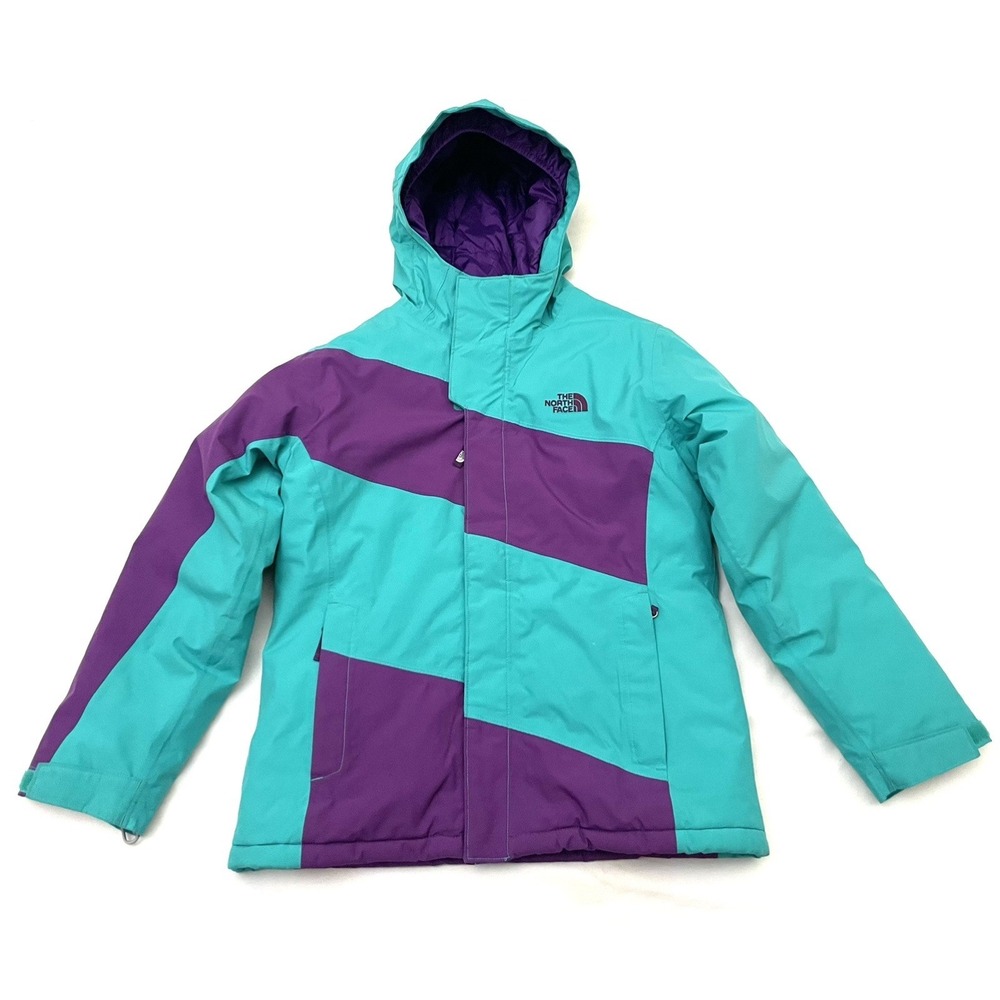The North Face Girls Hyvent Jacket Large (14/16) Teal / Purple Waterproof Hiking